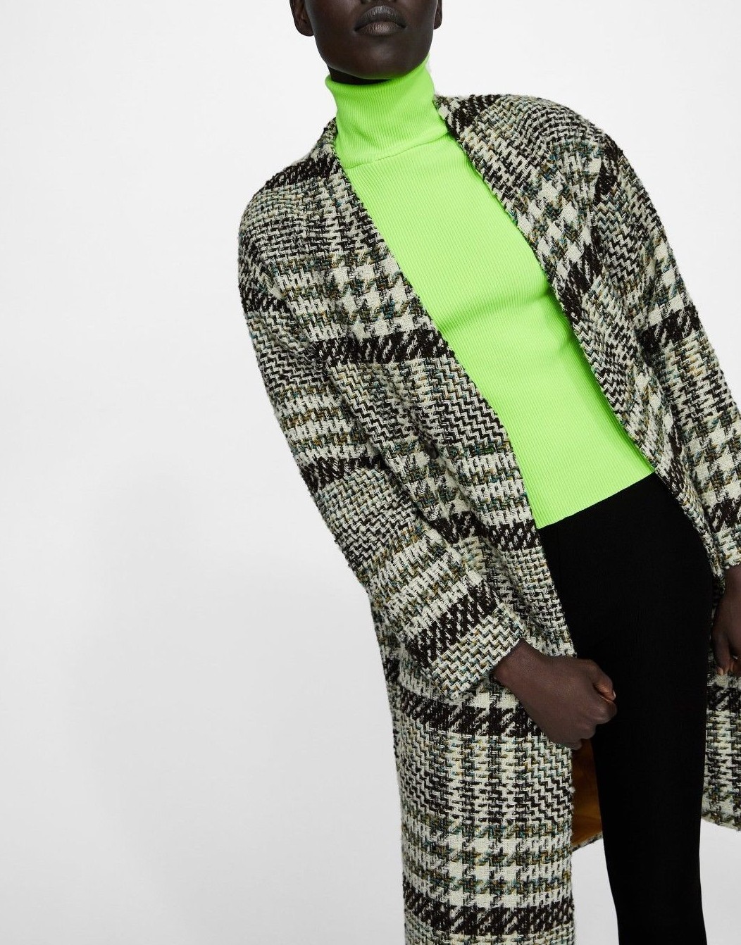 ALTRA ZARA MULTICOLOURED CHECK TWEED DOUBLE BREASTED COAT SIZE S