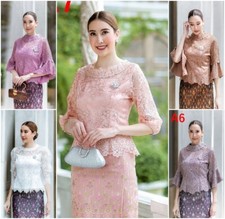 1Set Loofah Lace Blous Thai Silk Skirt Thai Costumes Thai Lace Outfit 36-46 "