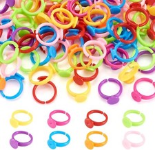 Pandahall 100pcs 14mm Inner Dia. Plastic Adjustable Colorful Mixed Round