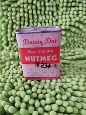 Vintage Dainty Dot  Nutmeg Metal Container, FIRST National stores, INC.   MA