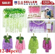 Artificial Wisteria Vine Garland Fake Flower Plants Garden Wedding Hanging Decor