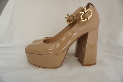 Gianvito Rossi MANILA Nude Patent Leather Platform Mary Jane Shoes