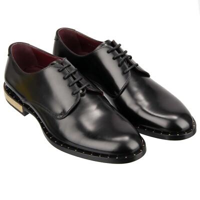 DOLCE & GABBANA DG Metall Gold Logo Leder Derby Schuhe NAPLES 39 5 12516f