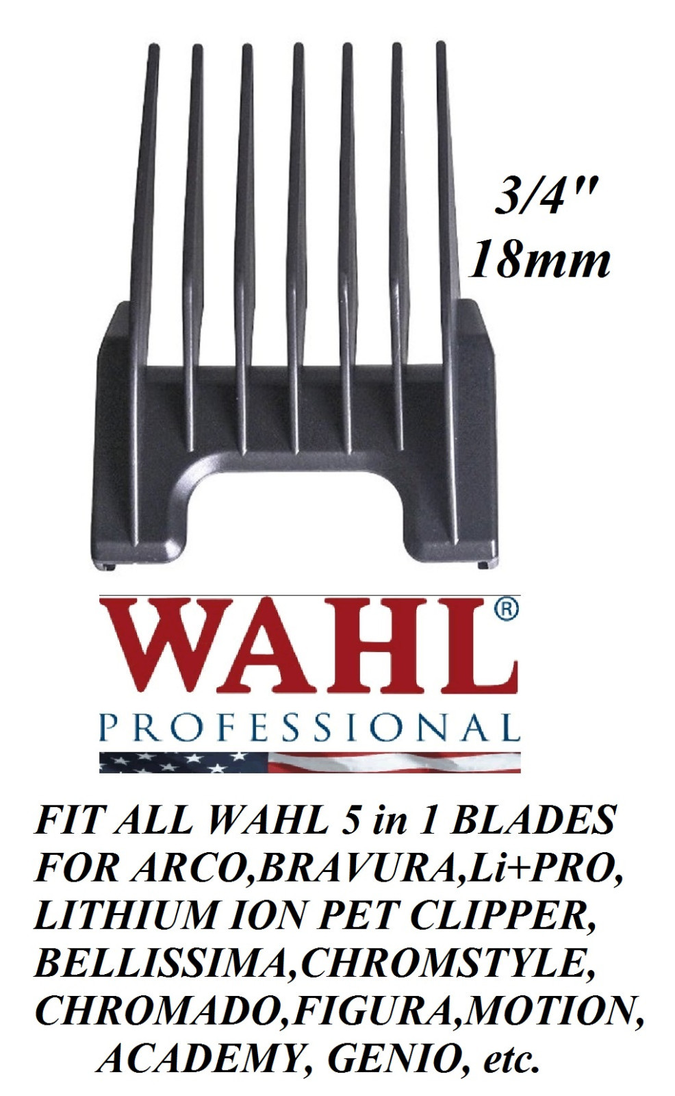 Wahl 3/4"(18mm) Attachment GUIDE 5 in 1 Blade COMB-For Easys