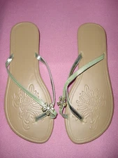 Metallic Glitter Thong Flop Sandal Gems GREEN or GRAY/SILVER  XL 11-12 FREE SHIP
