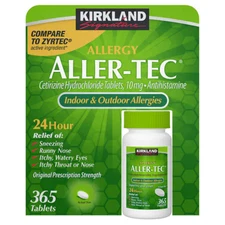 Kirkland Aller-Tec Cetirizine HCL 10 mg/Antihistamine 365 Tablets NEW Ships Free