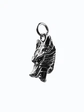 Wolf Charm Pendant, Pure .925 Oxidised Sterling Silver. 2/3 inch by 1/2 inch