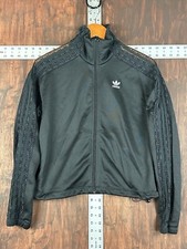 Adidas Originals OG Lace Track Jacket 3 Stripes Triple Black FM1734 Womens XS