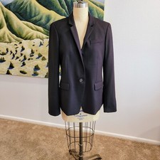 J Crew Womens Wool Regent Blazer Jacket Preppy 10 Navy Blue Career Office