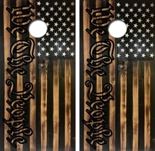 We The People Rustic Flag Cornhole Board Wrap LAMINATED Decal Vinyl Sticker 4820
