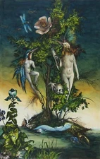 DIETRICH SCHUCHARDT - 1986 Monumental Hand Painted Etching - Island of My Dreams