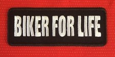 BIKER FOR LIFE MOTORCYCLE SLOGAN MOTORBIKE BIKE BADGE IRON SEW ON PATCH