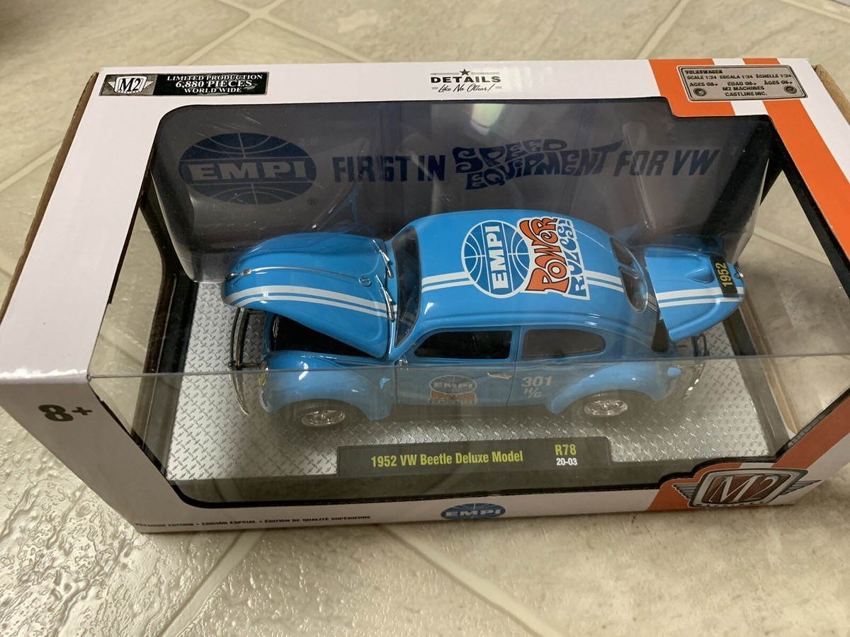 M2 Machines 1952 VW Beetle Sky Blue Deluxe Model EMPI Power Rules