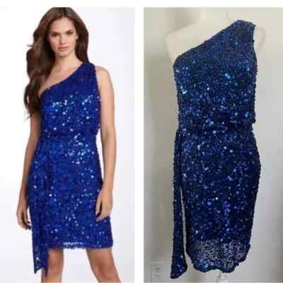 aidan mattox cold shoulder sequin dress Aidan Mattox cold shoulder blue sequin dress