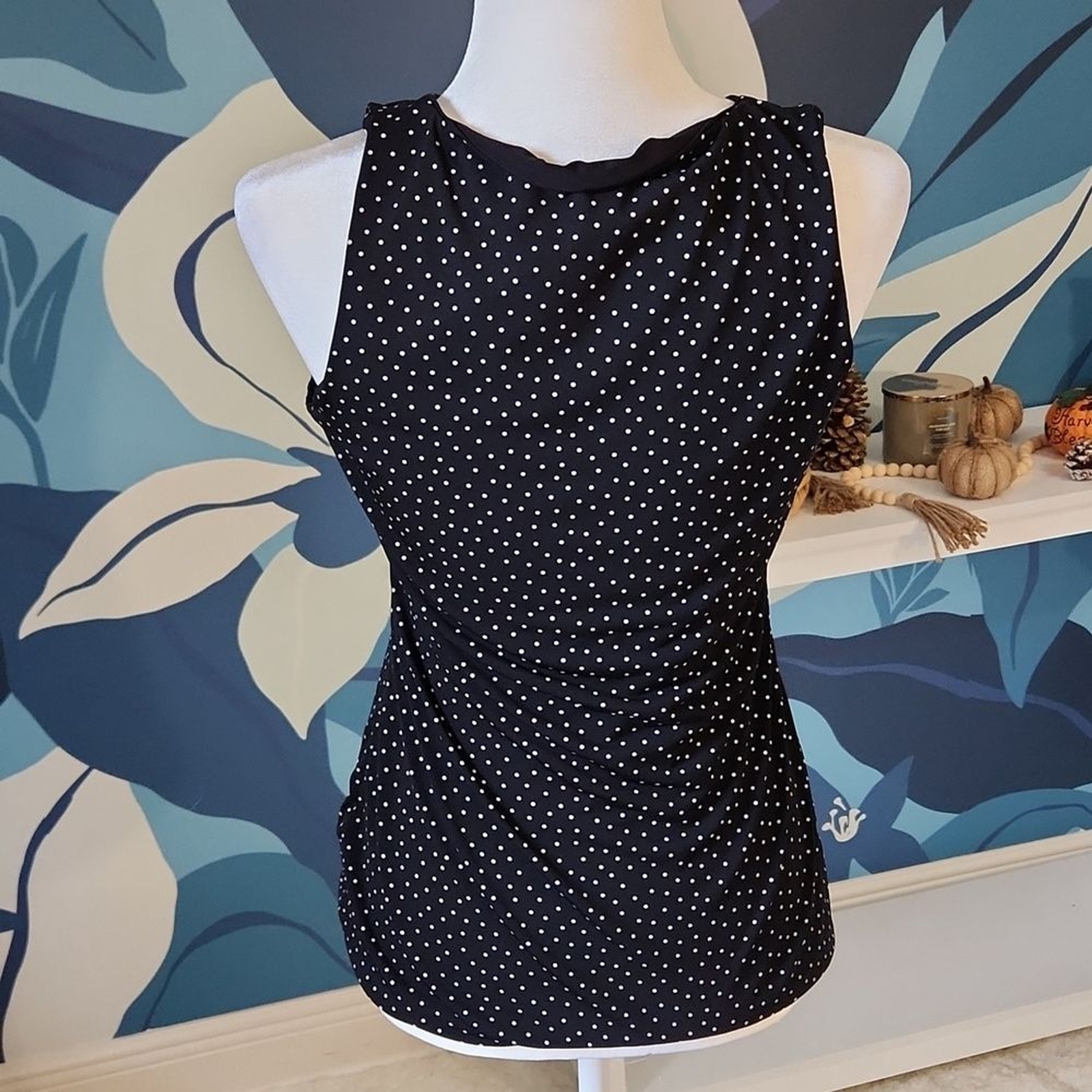 WHBM Black White Reversible Micro Dot Solid Tank … - image 2