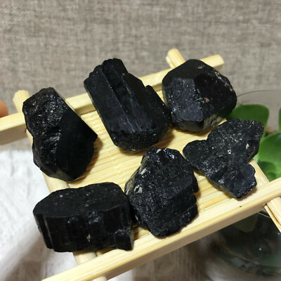 6pcsNatural Black Tourmaline Crystal Stone Gem Original Mineral Specimen 64g c35
