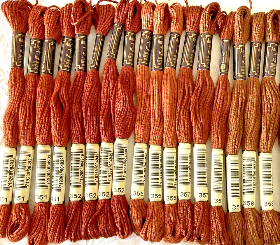 Anchor Stranded Sticktwist Mouline Cotton Floss Lot of 26 Shade Brown Series 350 - Image 2 of 4