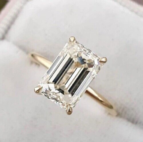 4.50 Ct Emerald Cut White Diamond Lab-Created Engagement Ring 14K Yellow Gold FN - Bild 1 von 3