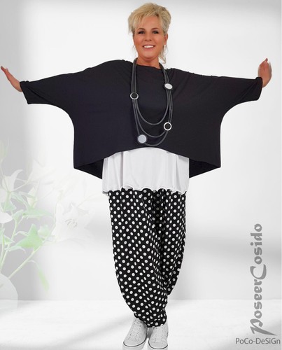 PoCo LAGENLOOK Überwurf Shirt schwarz 44 46 48 50 52 54 56 58 L-XL-XXL-XXXL - Bild 9 von 22