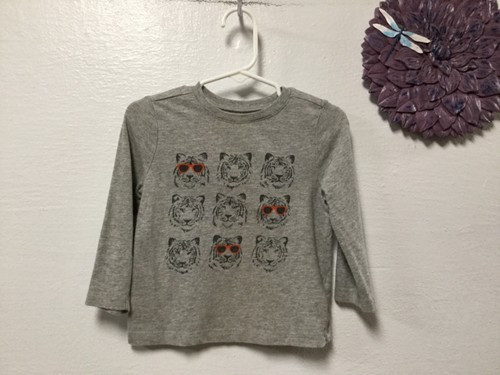 Old Navy Baby Boy Shirt Size 18 to 24 Months Gray Tigers Long Sleeve 159