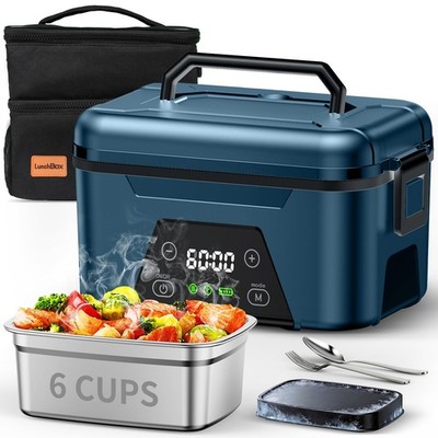 Quessa Heated Lunch 6 Cups Rechargeable Electric Lunch Ice Crystal Bag 24 Hours
