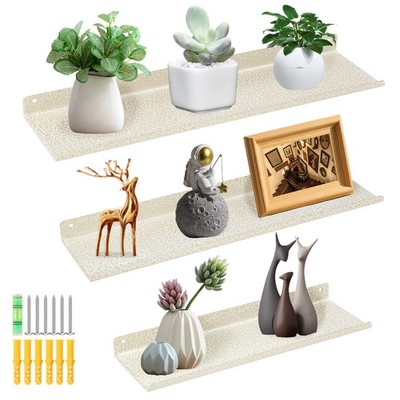 Wall Mounted 3-PC Floating Shelves W/ Raised Edge for Bathroom Kitchen Office