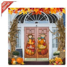 2 Multicolor Wooden Scarecrow Signs   Perfect for Thanksgiving Front Porch Decor