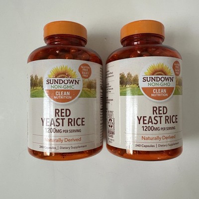 (2) Sundown Naturals Red Y east R ice 1200mg Capsules - 240 Count Exp. 10/26+