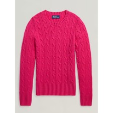 NWT Polo Ralph Lauren Iconic Cable Knit Cashmere Sweater Girls Small 7 Pink