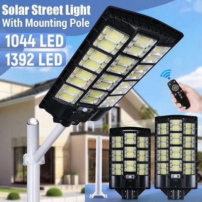 99000000LM 9800W LED Solar Street Light Outdoor Dusk To Dawn Area Road Lamp+Pole