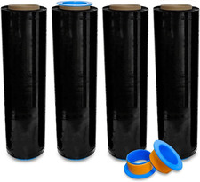 4 Rolls X 18 Inch X 1500 FT X 80 Gauge Upgraded Black Premium Stretch Wrap, He