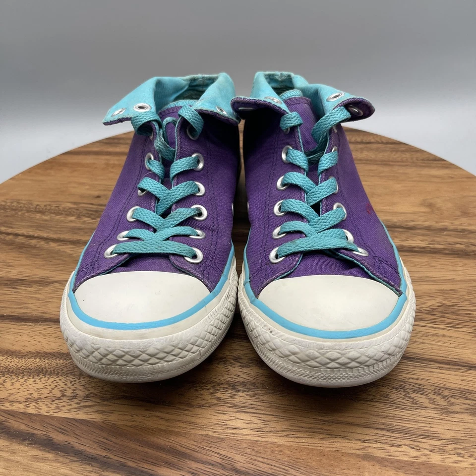 Converse Chuck Taylor All Star Shoes Womens 8.5 Purple Teal Fold Casual Skate - Image 2 of 4