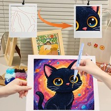 DIY Stickset mit schwarzer Katze Kreuzstich Bastelset Wanddekoration