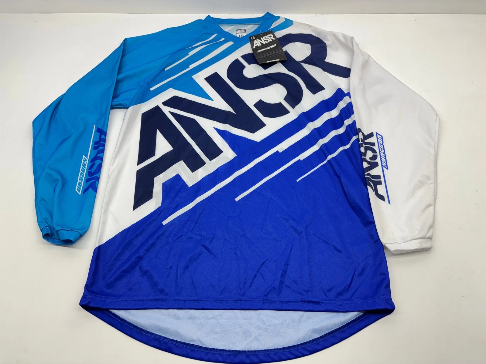 Answer Men's Jersey Large White Blue L Riding Shirt Apparel Gear Motocross MX