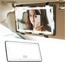 LED Car Sun Visor Vanity Mirror, Dimmable Rechargeable Vehicle Touch Screen Cosm
