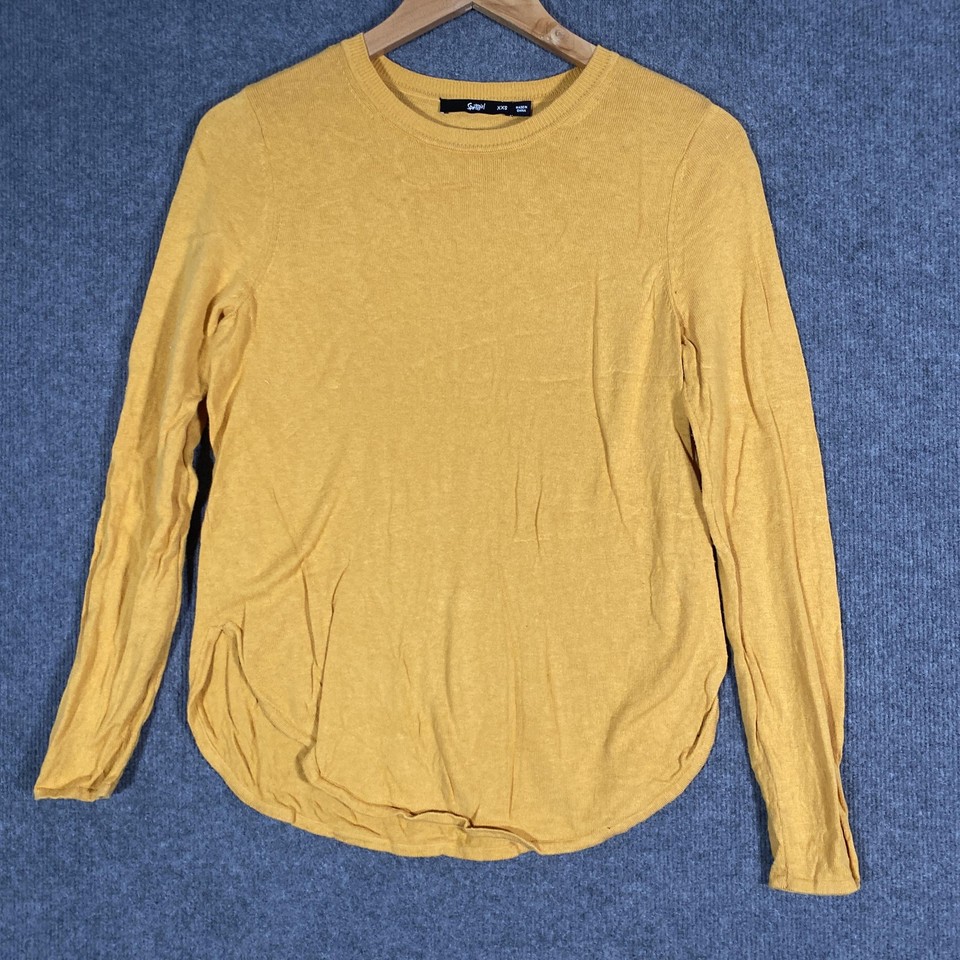 Sportsgirl Top Womens 2XS Yellow Long Sleeve Basic Knit T Shirt Autumn Casual