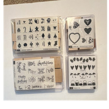 Stampin' Up Mounted Rubber Stamps Mixed Themes Lot Wood Love Holiday Flowers