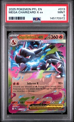 2025 POKEMON PFL EN-PHANTASMAL FLAMES #013 MEGA CHARIZARD X EX PSA 9