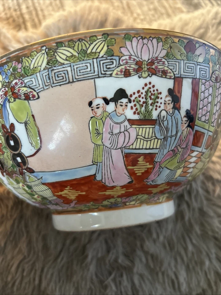 Ponche rosa familiar cantonesa de finales del siglo XIX con marca de reinado Qianlong Foto 3 de 4