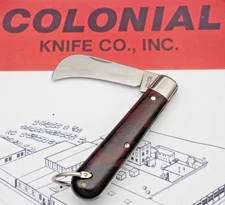 Vintage COLONIAL KNIFE CO Pruner or Hawkbill Knife with Bail Carbon Steel Blade