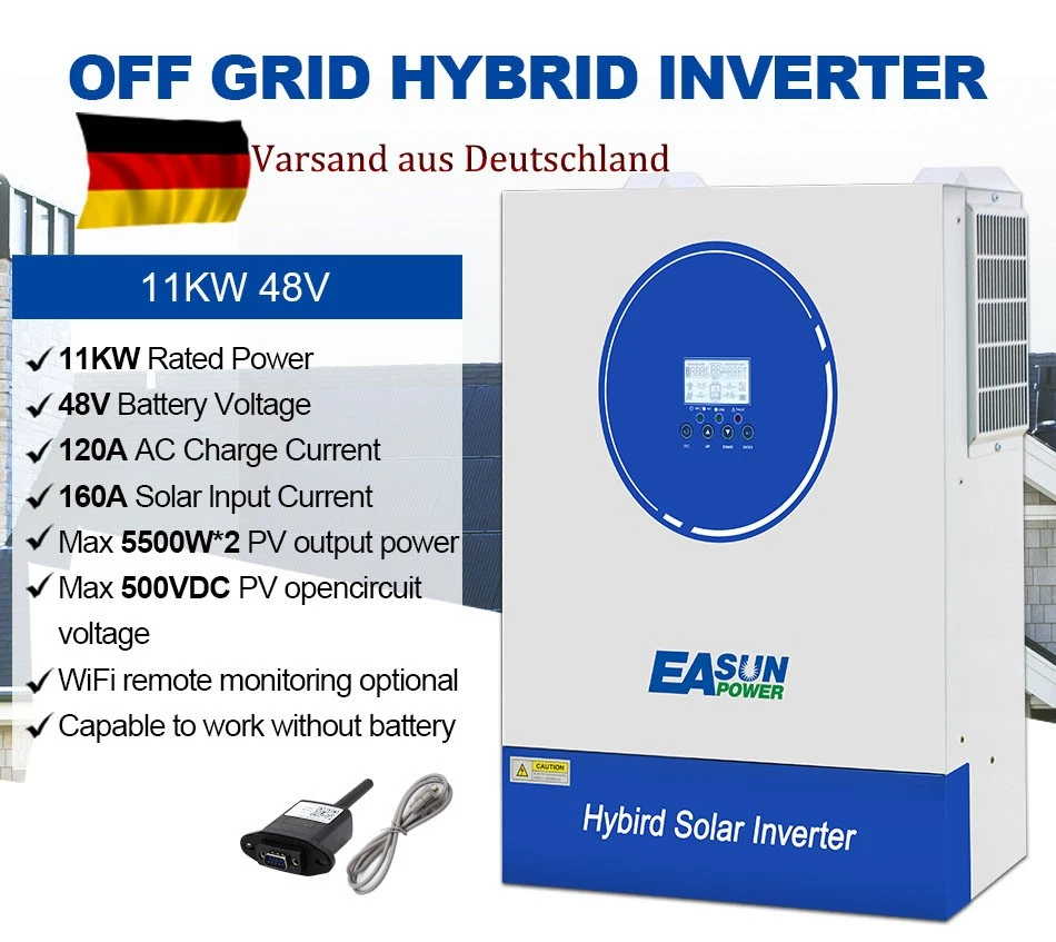 11000W Solar Wechselrichter Off Grid 2*MPPT 48V 160A 60-500VDC Wifi Parallel DE - Bild 3 von 4