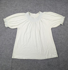 Lake Pajamas Top Womens Medium Pima Cotton Puff Sleeve Cottage Natural Minimal