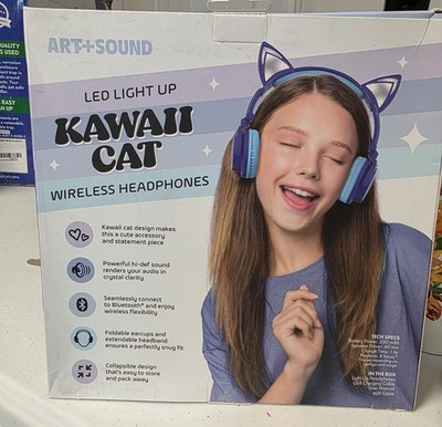 Art + Sound LED Light Up Kawaii Cat Bluetooth  Headphones New In Unopened Box