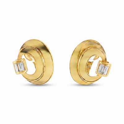 18K Gold Bulgari Elliptic Diamond Earrings