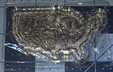 2 oz 999 Silver 3D High Relief US Top Map Shaped Stackable Brand New Sealed Bar