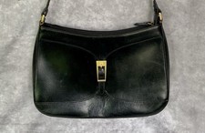 Vintage Eitenne Aigner Handbag Black Leather Goldtone Hardware Crossbody Purse