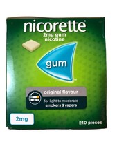 Nicorette Gum Original  Flavour, 2mg x 210 Pieces. Exp: 03/2028
