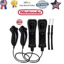 2 Pack 2in1 Motion Plus Remote and Nunchuck Controllers for Wii & Wii U Wiimote
