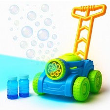 Kids Lawnmower Toy Automatic Bubble Maker Machine with Lights 2 Soapy Solution