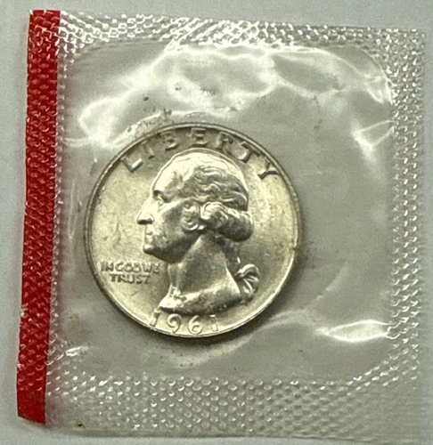 1961 D Uncirculated Washington Quarter From Mint Set In Mint Cello